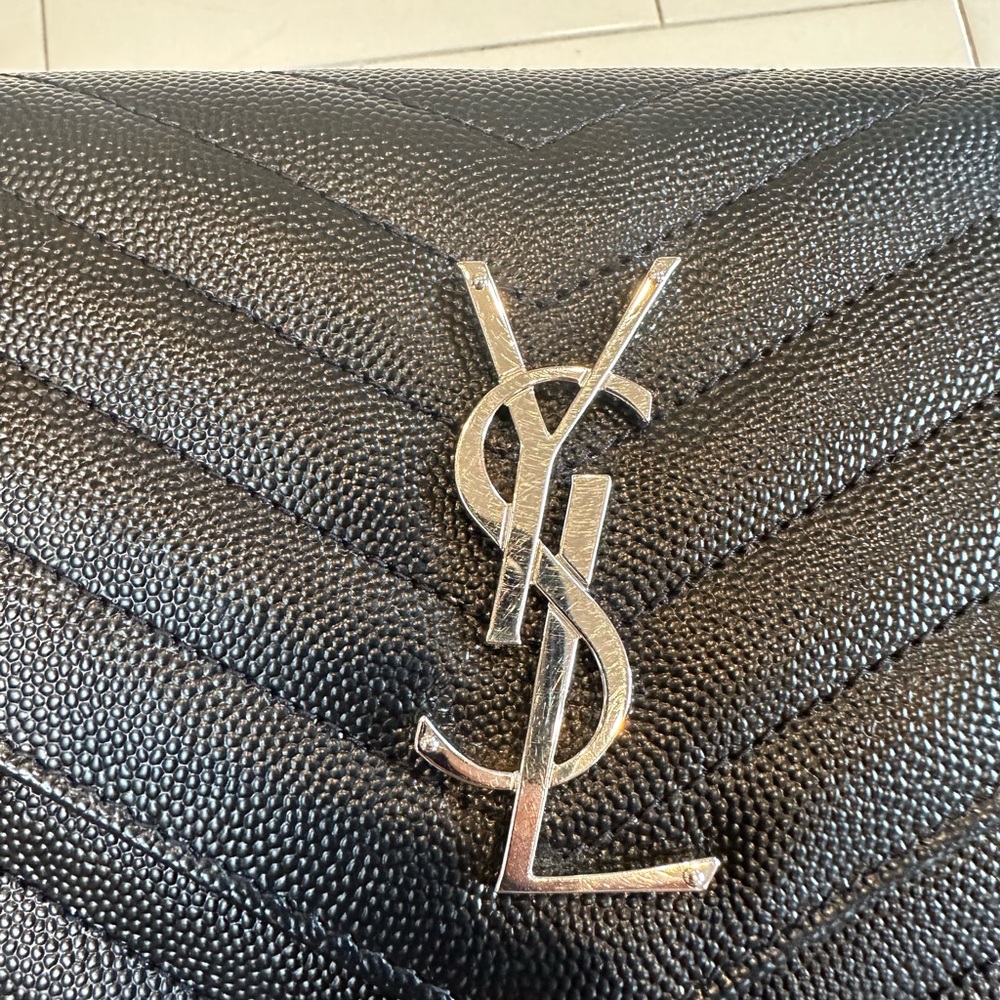 SAINT LAURENT Classic Black Cassandre Chain Wallet with Silver Hardware (NWT) - Picture 5 of 10